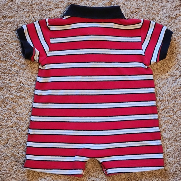 Ralph Lauren Polo striped shortall Size 3 mo Colors red,navy, white& light blue - Picture 5 of 9